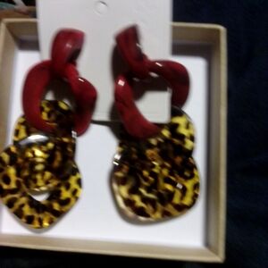 Wild Elegance Red and Leopard Earrings